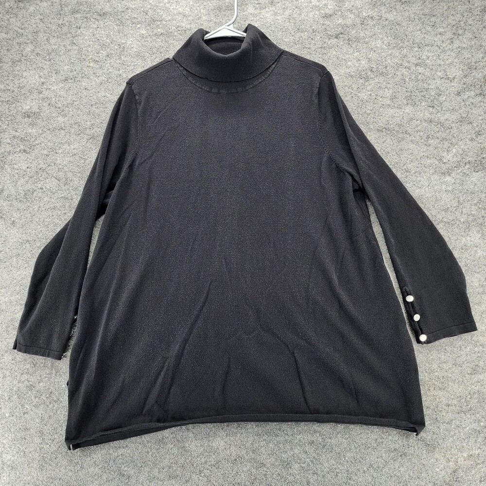Soft Surroundings Sweater Womens 1X 3/4 Sleeve Black